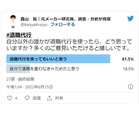 退職代行のアンケート